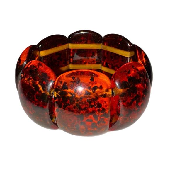 Sobral Amber RJ Efeitors Jackie Brazil Amber Confetti Resin Stretch Bracelet - Picture 4 of 10